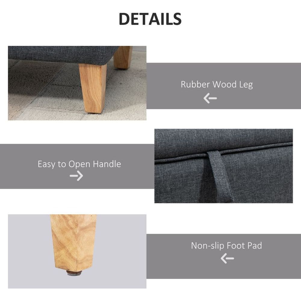 image-Linen Storage Ottoman Footstool for Toy Box, Bed End, Shoe Bench, Seating