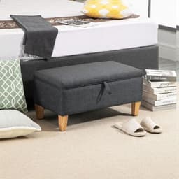 image-Linen Storage Ottoman Footstool for Toy Box, Bed End, Shoe Bench, Seating