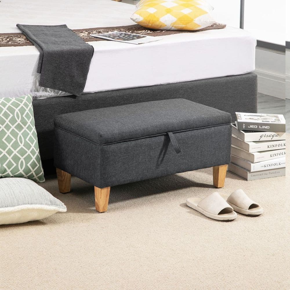 image-Linen Storage Ottoman Footstool for Toy Box, Bed End, Shoe Bench, Seating