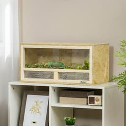 image-PawHut Reptile Terrarium w/ Transparent Sliding Doors, Breathable Mesh
