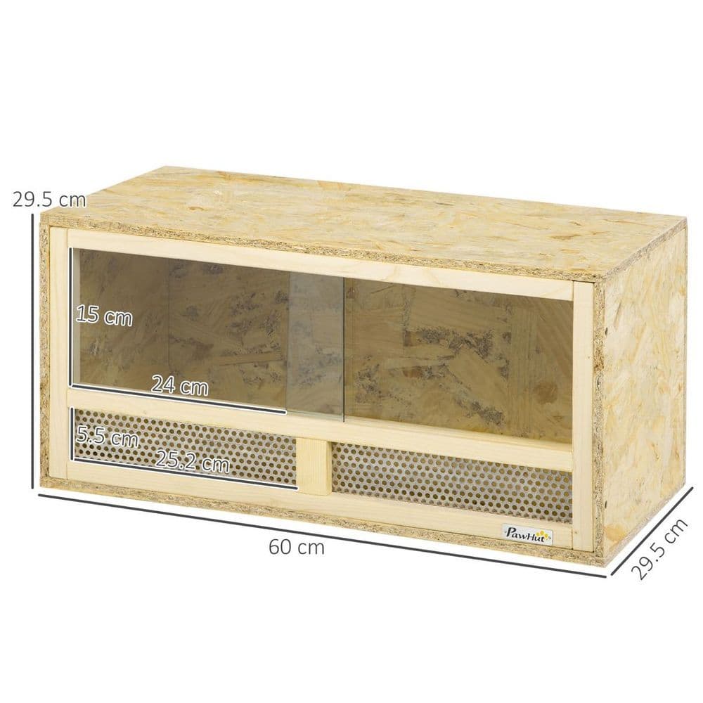 image-PawHut Reptile Terrarium w/ Transparent Sliding Doors, Breathable Mesh