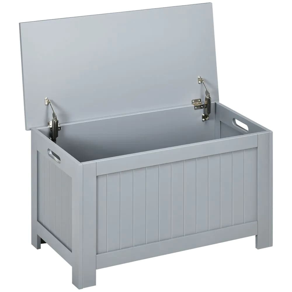 image-Large Storage Box Toy Chest Cabinet Unit Organizer with Lid & Safety Hinges
