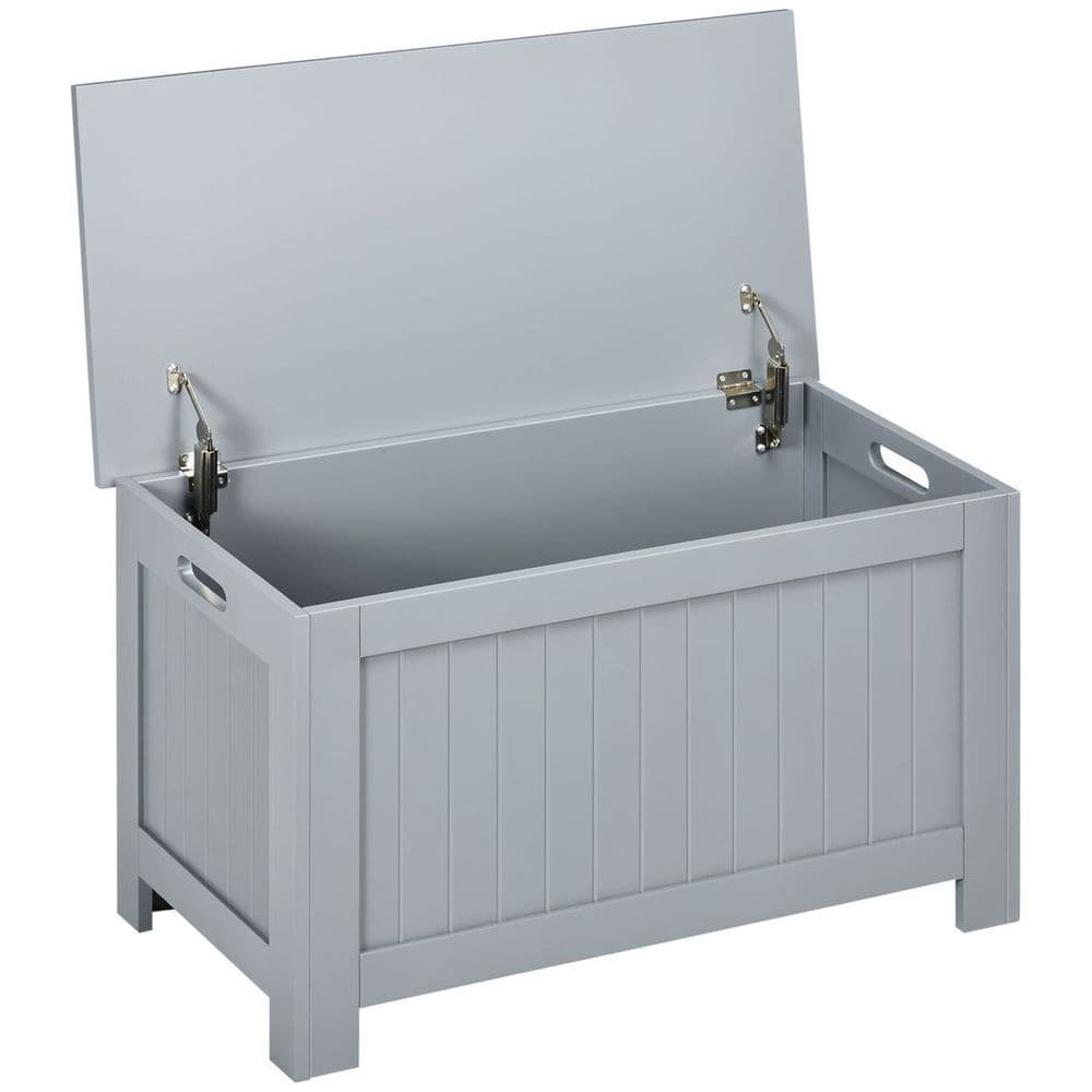 image-Large Storage Box Toy Chest Cabinet Unit Organizer with Lid & Safety Hinges
