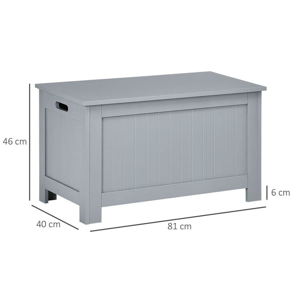 image-Large Storage Box Toy Chest Cabinet Unit Organizer with Lid & Safety Hinges