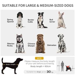 image-PawHut Foldable Dog Carriage w/ Universal Wheels, Shock Absorber - Red