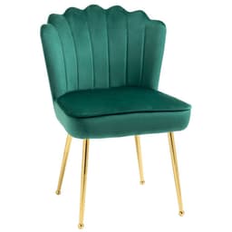 image-Velvet-Feel Shell Luxe Accent Chair Home Bedroom Lounge with Metal Legs Green