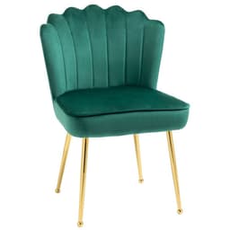 image-Velvet-Feel Shell Luxe Accent Chair Home Bedroom Lounge with Metal Legs Green