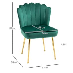 image-Velvet-Feel Shell Luxe Accent Chair Home Bedroom Lounge with Metal Legs Green
