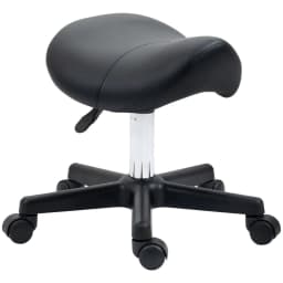 image-Saddle Stool PU Leather Adjustable Rolling Salon Chair Steel Frame for Massage