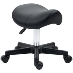 image-Saddle Stool PU Leather Adjustable Rolling Salon Chair Steel Frame for Massage