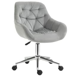 image-Velvet Home Office Chair Comfy Desk Chair w/ Adjustable Height Armrest Grey
