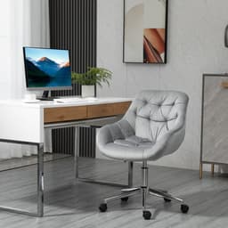 image-Velvet Home Office Chair Comfy Desk Chair w/ Adjustable Height Armrest Grey