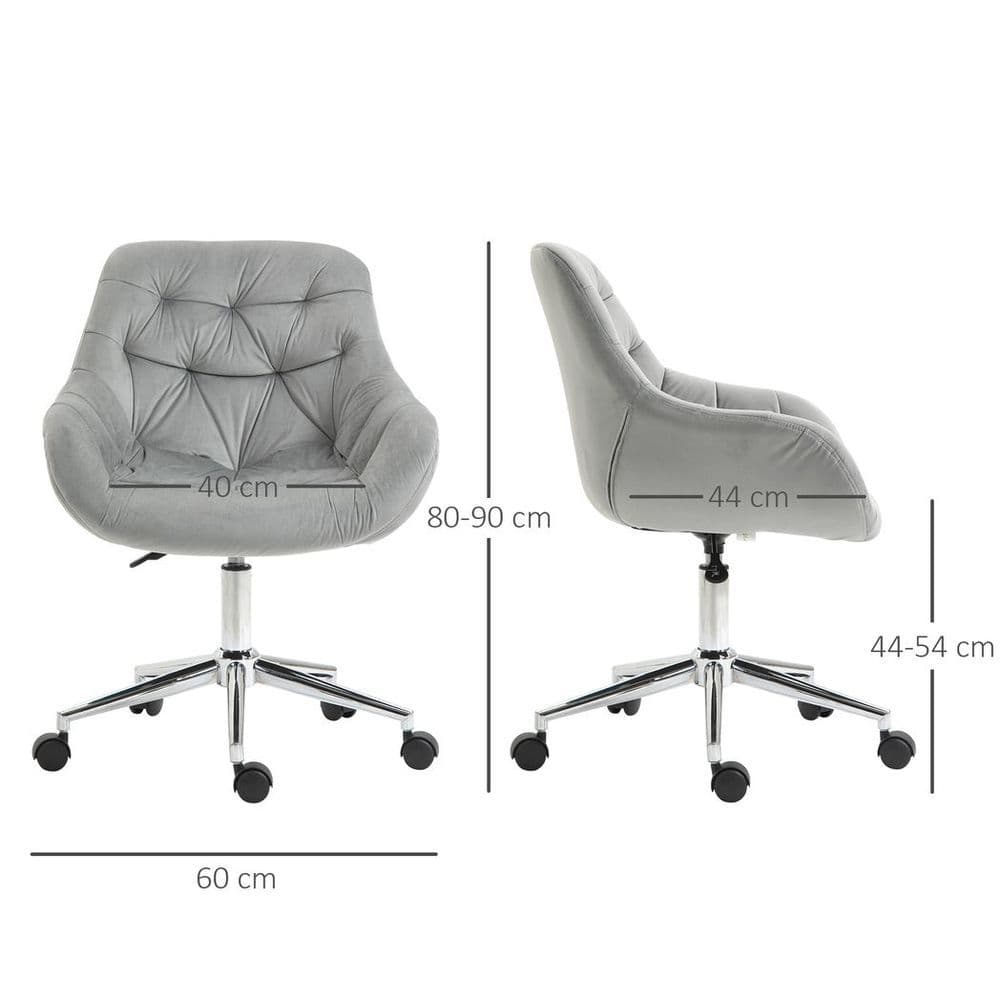 image-Velvet Home Office Chair Comfy Desk Chair w/ Adjustable Height Armrest Grey