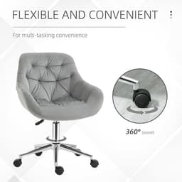 image-Velvet Home Office Chair Comfy Desk Chair w/ Adjustable Height Armrest Grey