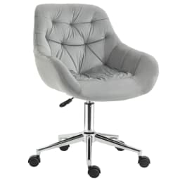 image-Velvet Home Office Chair Comfy Desk Chair w/ Adjustable Height Armrest Grey