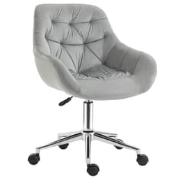 image-Velvet Home Office Chair Comfy Desk Chair w/ Adjustable Height Armrest Grey