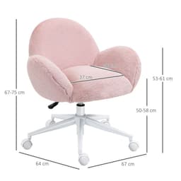 image-Fluffy Leisure Chair Office Chair w/ Backrest and Armrest for Bedroom Pink