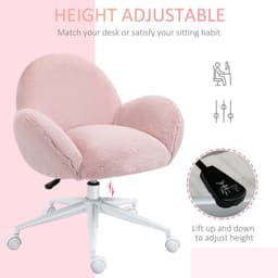 image-Fluffy Leisure Chair Office Chair w/ Backrest and Armrest for Bedroom Pink