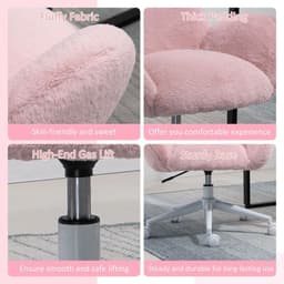 image-Fluffy Leisure Chair Office Chair w/ Backrest and Armrest for Bedroom Pink