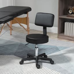 image-Beautician's Adjustable Swivel Salon Chair w/ Padded Seat Back 5 Wheels Black