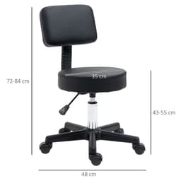 image-Beautician's Adjustable Swivel Salon Chair w/ Padded Seat Back 5 Wheels Black