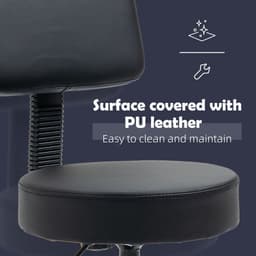 image-Beautician's Adjustable Swivel Salon Chair w/ Padded Seat Back 5 Wheels Black