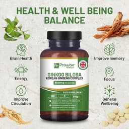 image-Ginkgo Biloba and Korean Ginseng Tablets 8000mg 180 Vegan Tablets by Prowise