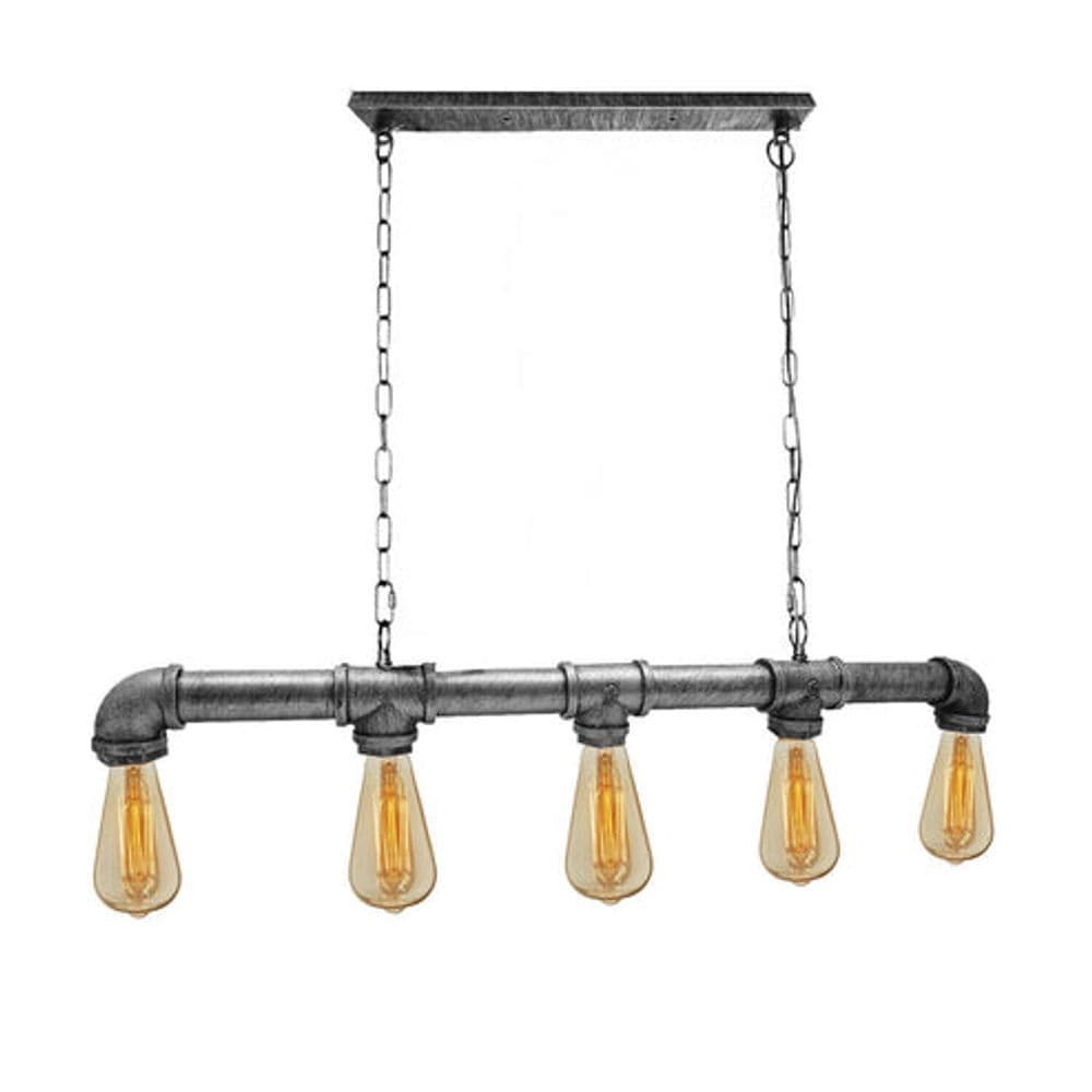 image-Brushed Silver Waterpipe Ceiling Light 5 Light Chandelier~1671
