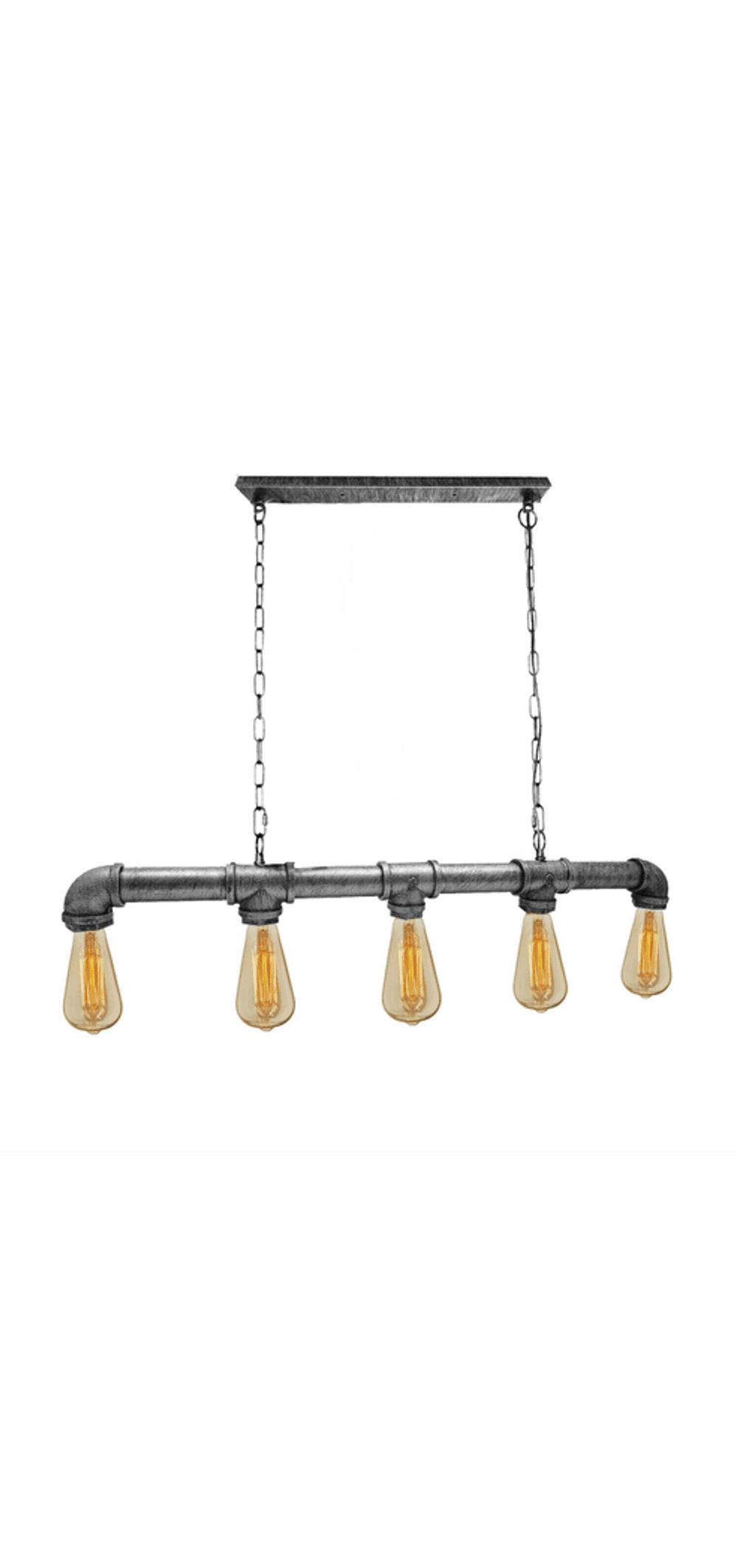 image-Brushed Silver Waterpipe Ceiling Light 5 Light Chandelier~1671