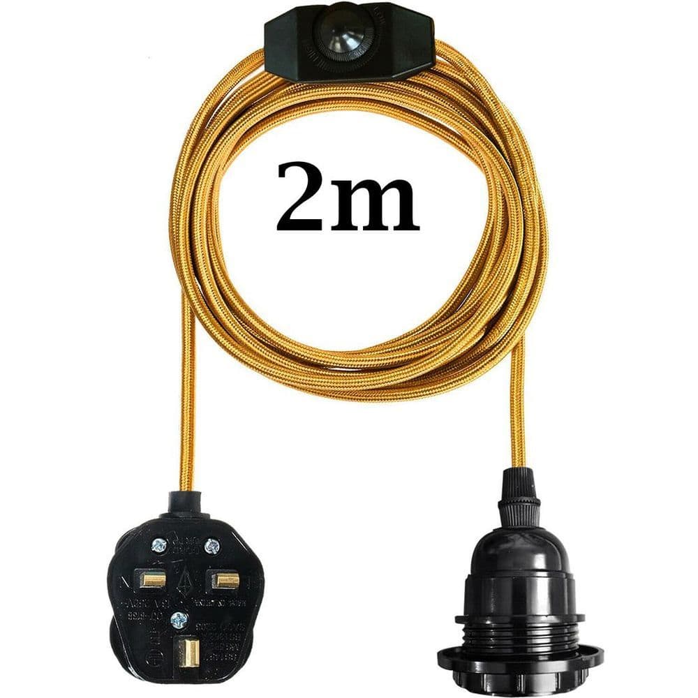 image-E27 2M Fabric Cable UK Plug in Pendant Lamp Light Set Fitting Vintage Bulb Holder Socket~1267
