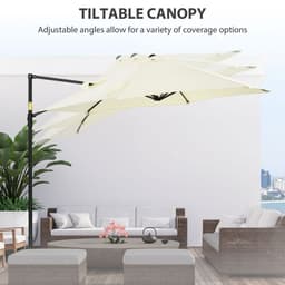 image-2.5M Garden Cantilever Parasol W/ 360 Rotation and Cross Base, Beige