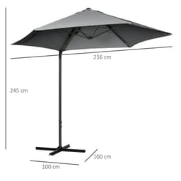 image-2.5M Garden Cantilever Parasol W/ 360 Rotation and Cross Base, Dark Grey