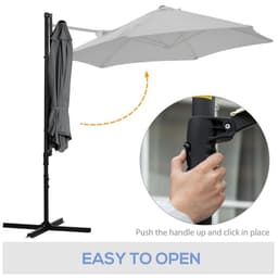 image-2.5M Garden Cantilever Parasol W/ 360 Rotation and Cross Base, Dark Grey