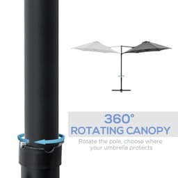image-2.5M Garden Cantilever Parasol W/ 360 Rotation and Cross Base, Dark Grey