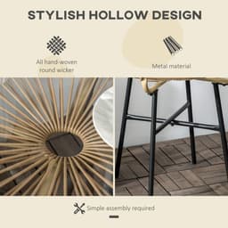 image-Rattan Side Table with Round PE Rattan and Tempered Glass Table Top