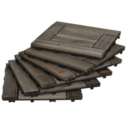 image-Set of 27 Wooden Interlocking Decking Tiles, 30 x 30 cm, Total 2.5?, Grey