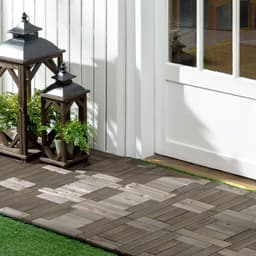 image-Set of 27 Wooden Interlocking Decking Tiles, 30 x 30 cm, Total 2.5?, Grey