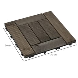 image-Set of 27 Wooden Interlocking Decking Tiles, 30 x 30 cm, Total 2.5?, Grey
