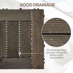 image-Set of 27 Wooden Interlocking Decking Tiles, 30 x 30 cm, Total 2.5?, Grey