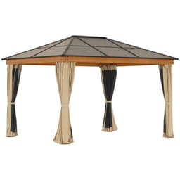 image-Hardtop Gazebo with Polycarbonate Roof Aluminium and Steel Frame for Patio Khaki