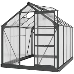 image-Polycarbonate Walk-In Garden Greenhouse Aluminium Frame w/ Slide Door 6 x 8ft