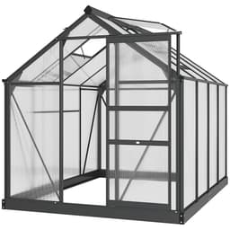 image-Polycarbonate Walk-In Garden Greenhouse Aluminium Frame w/ Slide Door 6 x 8ft