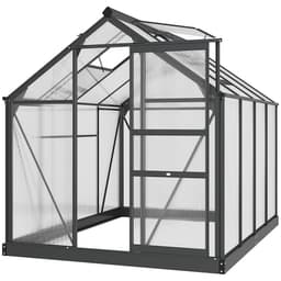 image-Polycarbonate Walk-In Garden Greenhouse Aluminium Frame w/ Slide Door 6 x 8ft