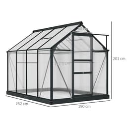 image-Polycarbonate Walk-In Garden Greenhouse Aluminium Frame w/ Slide Door 6 x 8ft