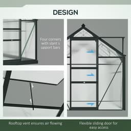 image-Polycarbonate Walk-In Garden Greenhouse Aluminium Frame w/ Slide Door 6 x 8ft