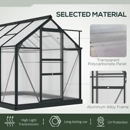 image-Polycarbonate Walk-In Garden Greenhouse Aluminium Frame w/ Slide Door 6 x 8ft