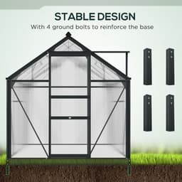image-Polycarbonate Walk-In Garden Greenhouse Aluminium Frame w/ Slide Door 6 x 8ft