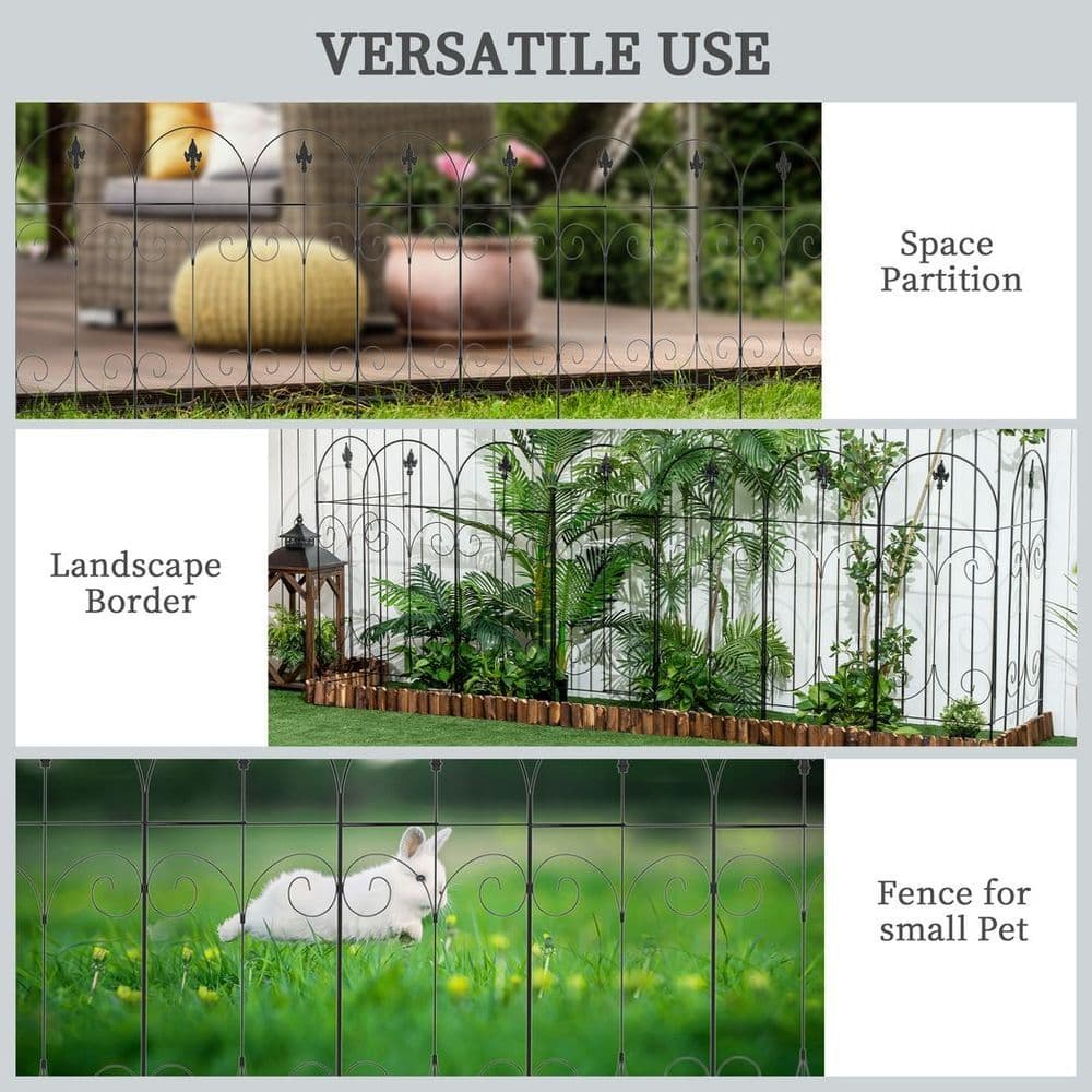 image-8PCs Garden Fencing Panels 44in x 12.5ft Flower Bed Border Edging Animal Barrier