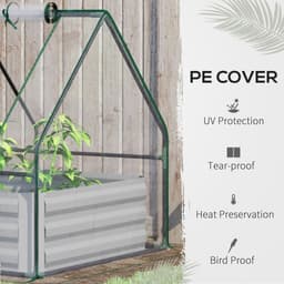 image-Steel Raised Garden Planter Box Kit with Greenhouse, for Dual Use, Clear
