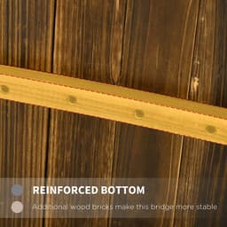 image-5FT Wooden Garden Bridge with Planters Stained Finish Arc Footbridge for Pond